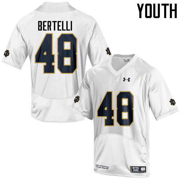 Youth #48 Angelo Bertelli Notre Dame Fighting Irish College Football Jerseys-White